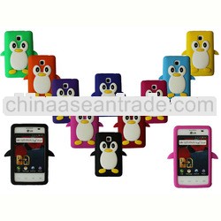 3D rubber penguin silicone case for LG optimus L3,L5,L7,L9