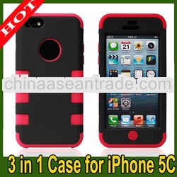 3 in 1 Hybrid Rugged Rubber Skin impact Case Cover For Apple iPhone 5c
