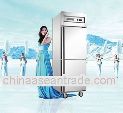 500L Stainless Steel Upright Vertical Double Door Refrigerator Cooler Freezer, Display Refrigerated