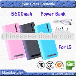 5600mah high capacity for ipod power bank for i5 i4s paypal accept