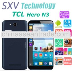 6.0'' TCL Hero N3 Y910 Mobile Phone Quad Core MTK6589T Android 4.2 1920 1080 IPS Screen 2GB