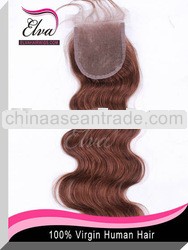 6a Brown color bleached knots body wave Malaysian hair lace wig closure hair