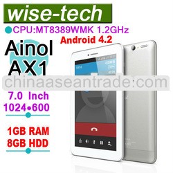 7'' Ainol AX1 tablet MTK8389 Quad core 2g phone call Android 4.2