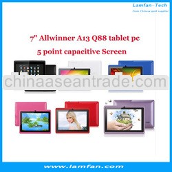 7" Allwinner A13 Q88 tablet pc capacitive Screen android 4.1 1.2GHz 512MB 4GB Wifi 6 colors