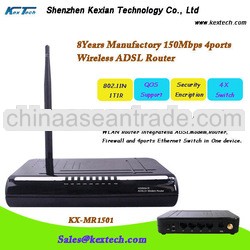 8years manufactory OEM 150Mbps Best 4 ports wifi wireless ADSL 2+ Modem wifi router