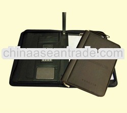 A4 pu leather zipper portfolio with calculator & pad
