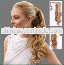 Best Selling wholesale curly wavy synthetic clip in ponytail hair extension P002 50cm 20inch