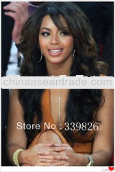 Beyonce wig 20" #1b hl27 loose wave with side bangs100% peruvian virgin hair lace front wigs