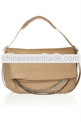 Biker chain-embellished textured-leather shoulder bag