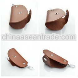 Brown Leather Key Chain Credit Card Holder