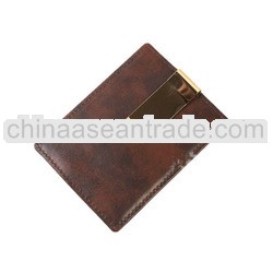 Brown Leather Name Card Holder Clips