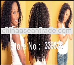 Celebrity style! 22inch #2 kinky curly 100% mongolian human hair glueless full lace wigs for black w