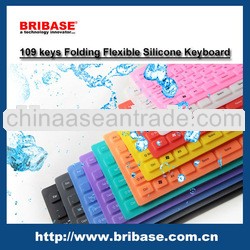 Cheap Waterproof 109Keys Colorful Foldable soft keyboard for desktap