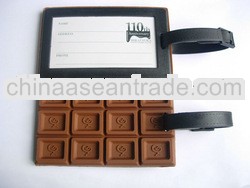 Customized chocolate design luggage tag with PU loop,tasty snacks series soft PVC luggage tag