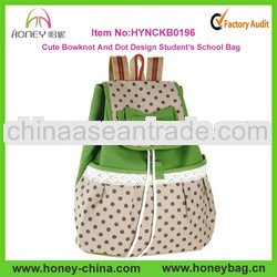 Cute Bowknot and Dot Design Student's School Bag Backpack