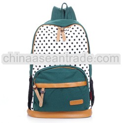 Dots Print Canvas School Backpack Bag For Teenagers