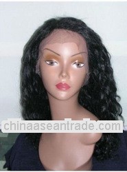 Drop ship fashionable 18'' water wave brazilian hair mono top lace wig accept paypal