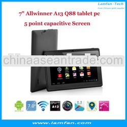 Dual Camera Q88 Tablet pc 7 inch Capacitive screen Allwinner A13 1G CPU 512M 4GB 8 colors Play store