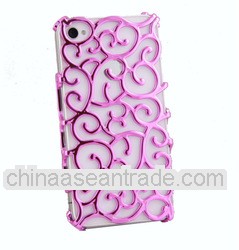 Electroplating Hollow Pattern PC Case, Pink Hard Back Cover for iPhone 4S/4 5