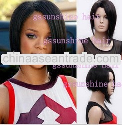 Excellent quality! 12" #1b silky straight 100% brazilian bob style human hair full lace wig