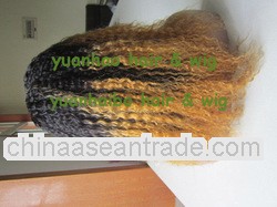 Finest quality wholesale cheap price 14" #1bT#144 ombre two toned virgin peruvian kinky curly g