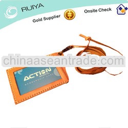 Handmade Leather ID Holder with Lanyard ID Card Case Cards Holder