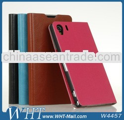 Hot Selling Crystal Grain Design Leather Stand Case For Sony Xperia Z1 L39H With Card-slots