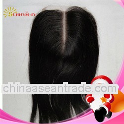 Indian remy hair top lace closure with middle part natural straight bleached knots human hair pieces