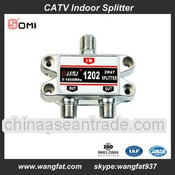 Indoor 2 Way CATV Splitter 1202 With Luxurious Type Zinc Die Cast Housing Bandwidth 5-1000MHz