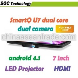 LED Projector SmartQ U7 Tablet PC Andriod 4.0 WIFI Capacitive Screen Front Camera 2.0MP/Back 2.0MP