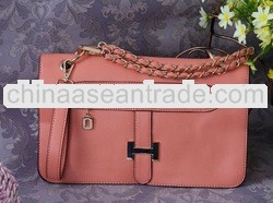 Ladies Large Faux Leather Envelope Style Fashion Clutch Handbag Orange