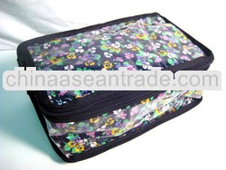 Large Floral Black Cosmetic Makeup Travel Bag fashion bum bags 2013 newly