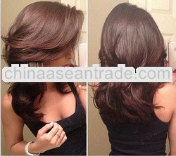 Large stock ! 18" #4 natural wave 100% indian human hair lace front wig making supplies