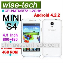 MINI S4 phone Android 4.2.2 samrtphone 4.3 Inch Capacitive Screen 1.2GHz wifi dual sim mobile phone