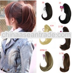 Many colors straight fashion claw ponytial hair extensions High temperature firber From Japan 30cm 1