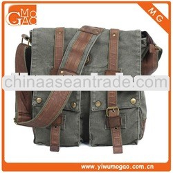 Men's Canvas Leather Casual Shoulder Messenger School Bag