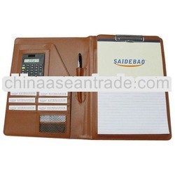 Multifunction leather portfolio with clasp closure
