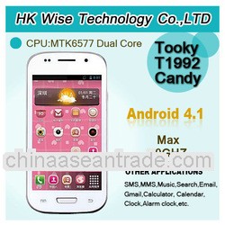 New 4 inch Tooky T1992 Candy mobile phone MTK6577 dual core GSM GPS WIFI android 4.1