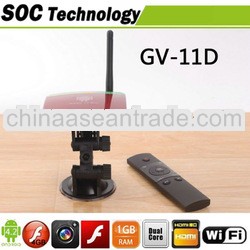 New Arrival Dual Core TV BOX GV-11D A20 Android 4.2.2 build in 2MP camera and MIC RJ45 IR remote con