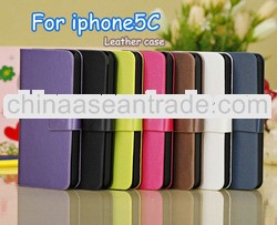 New Arrival Wiredrawing Wallet Style Flip Cover Leather Case For Iphone 5C
