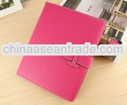 New PU Leather Case Smart Cover with Stand for The New iPad 3 hot pink