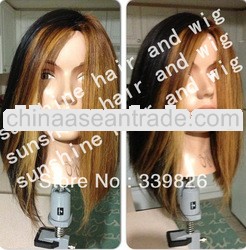 New arrive!!14"two tone ombre color silky straight100% malaysian human hair short bob lace fron