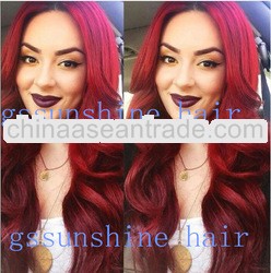 New products best hair quality 24inch red color loose wave human hair glueless lace front wigs