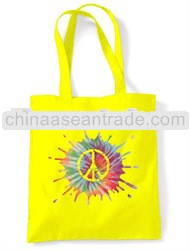 PSYCHEDELIC SHOPPING TOTE BAG SHOULDER HANDBAG - Peace Symbol Nuclear Hippy
