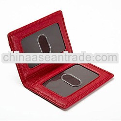 PU red ID card holder neck wallet