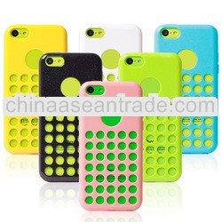 Plastic hole design Rubber Case cover For iPhone 5C with glitter