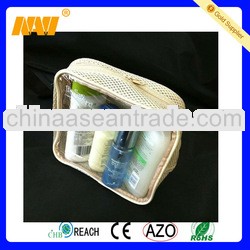 Professional bag factory produce clear pvc with mesh cosmetic bag(NV-CS077)