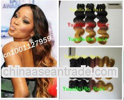 Quality wholesale price 20" #1b#33#144 Body Wave Ombre Color, Peruvian human hair weaving
