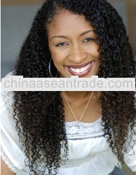 Side Parting human hair #1b afro kinky curly virgin brazilian hair full lace wig for black women who