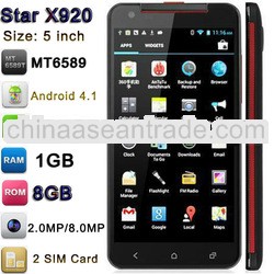 Star X920 with 5.0" MTK6589 Quad Core 1280x720p Android 4.1 1GB RAM 8GB ROM 2.0MP 8.0MP Mobile 